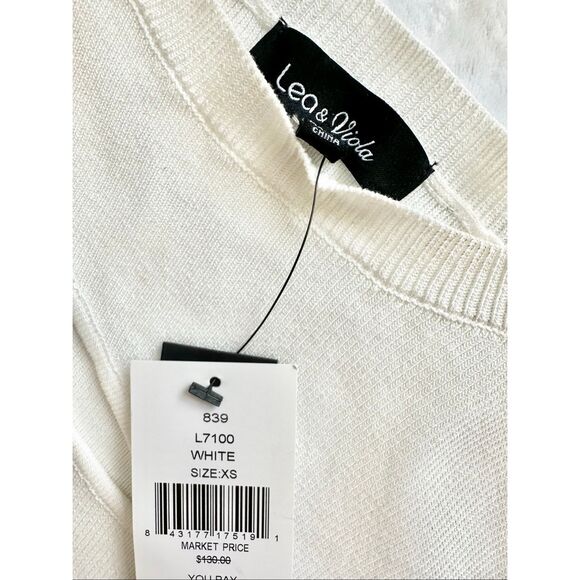 Lea & Viola cream color peekaboo knit top - Picture 5 of 11